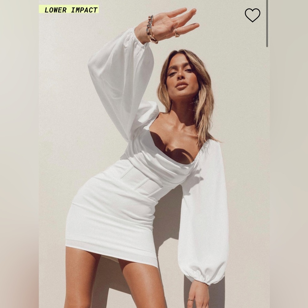 Princess Polly Lillie Long Sleeve Mini Dress White NWOT